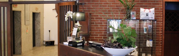 The front desk of the hotel