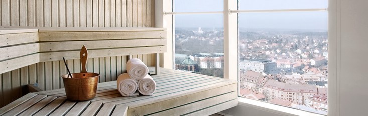 Sauna with panoramic view over Västerås
