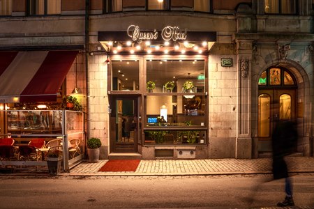 Queens Hotel inngang. Bilde.