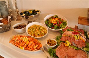 Frokostbuffet på Skagen Motel. Bilde.
