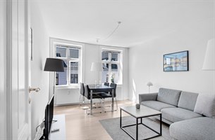 Stue hotell leilighet Vesterbro. Bilde.
